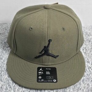 Jordan Air Pro Jumpman Snapback Hat Cap Mens Sz M/L Olive Green Black FV5296-223